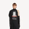 Rochie lungă drapată „The Door” pentru femei, în culoarea neagră