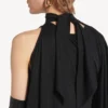 Rochie lungă drapată „The Door” pentru femei, în culoarea neagră