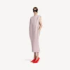 Rochie midi pentru femei, în stil sac, de culoare roz prăfuit