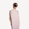 Rochie midi pentru femei, în stil sac, de culoare roz prăfuit