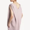 Rochie midi pentru femei, în stil sac, de culoare roz prăfuit
