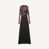 Rochie pentru femei cu mâneci lungi, cu imprimeu „extreme tie dye”, de culoare neagră