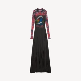 Rochie pentru femei cu mâneci lungi, cu imprimeu „extreme tie dye”, de culoare neagră