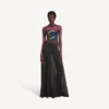 Rochie pentru femei cu mâneci lungi, cu imprimeu „extreme tie dye”, de culoare neagră