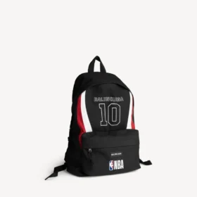 Rucsac pentru bărbați Balenciaga | colaborare cu NBA, model Explorer, în culorile negru/alb/roșu vermilion