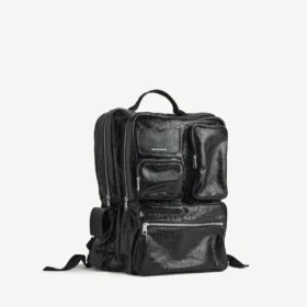 Rucsac pentru bărbați, cu design foarte încărcat, de culoare neagră