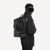 Rucsac pentru bărbați, cu design foarte încărcat, de culoare neagră