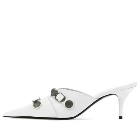 Saboți cu toc Cagole „Piele de miel albă” 714253WAD4E9081