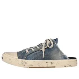 Saboți de plajă din denim cu aspect uzat „Paris” „Blue” 693952W3RCL4090
