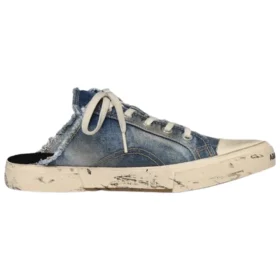 Saboți de plajă din denim cu aspect uzat „Paris” „Blue” 693952W3RCL4090