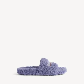 Saboți deschiși cu blană pentru femei, în nuanțele hortensia/crystal/roșu