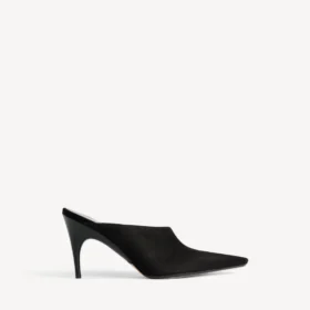 Saboți pentru femei din piele de vițel, model „Duchesse”, negru