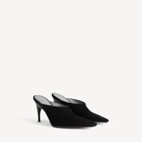 Saboți pentru femei din piele de vițel, model „Duchesse”, negru