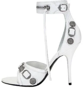 Sandale Cagole 110 mm „White Arena Lambskin” 743057WAD4E9081