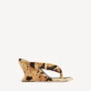 Sandale cu baretă și toc în formă de pană „Gaeta” pentru femei, cu imprimeu leopard