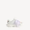 Sneakerși de alergare pentru femei cu fundițe, în culorile alb/roz