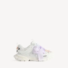 Sneakerși de alergare pentru femei cu fundițe, în culorile alb/roz