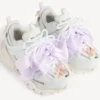Sneakerși de alergare pentru femei cu fundițe, în culorile alb/roz