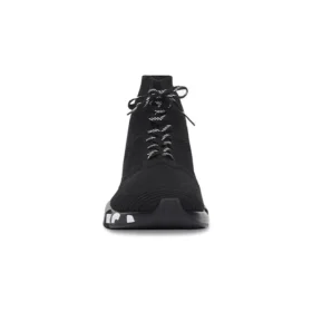Speed Lace Up Sneakerși „Tricot reciclat negru cu talpă cu graffiti alb-negru” 617251W2DB71006