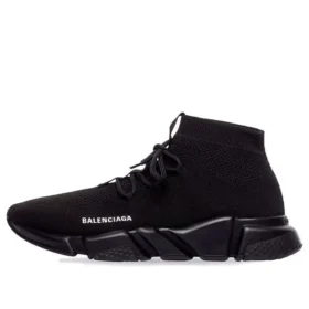 Speed Lace Up Sneakerși „Tricot reciclat negru și talpă neagră” 587289W2DB11013