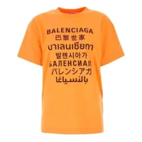 SS21 cu imprimeu literar, guler rotund, portocaliu 612965TJVI37513