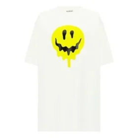 SS21 Tricou alb, cu mâneci scurte, lejer, cu imprimeu „Smiling Face” 641655TKVA18639 SS21 Tricou alb, cu mâneci scurte, lejer, cu imprimeu „Smiling Face” 641655TKVA18639