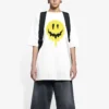 SS21 Tricou alb, cu mâneci scurte, lejer, cu imprimeu „Smiling Face” 641655TKVA18639