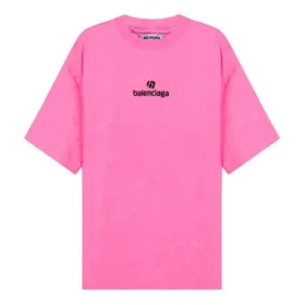 SS21 Tricou cu guler rotund și broderie, roz 641532TJVA95764 SS21 Tricou cu guler rotund și broderie, roz 641532TJVA95764