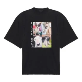 SS21 Tricou cu mânecă scurtă, imprimeu retro, negru 641614TJVH11000