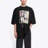 SS21 Tricou cu mânecă scurtă, imprimeu retro, negru 641614TJVH11000