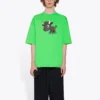 SS21 Tricou unisex cu mânecă scurtă, imprimeu cu desene animate cu motive mici, verde 612966TJVM93302