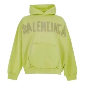 Tape Type Hanorace cu glugă, buzunare rupte și bandă, oversized „Galben Fluo” 744441TOVB17204