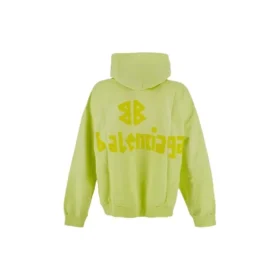 Tape Type Hanorace cu glugă, buzunare rupte și bandă, oversized „Galben Fluo” 744441TOVB17204