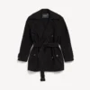 Trench scurt de damă, model cocoon, negru