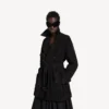 Trench scurt de damă, model cocoon, negru