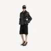 Trench scurt plisat pentru femei, negru