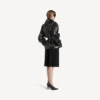 Trench scurt plisat pentru femei, negru