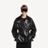 Trench scurt plisat pentru femei, negru