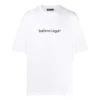 Tricou alb confortabil cu mâneci scurte și imprimeu cu logo Balenciaga pentru bărbați 612966TIV549040