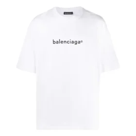 Tricou alb confortabil cu mâneci scurte și imprimeu cu logo Balenciaga pentru bărbați 612966TIV549040 Tricou alb confortabil cu mâneci scurte și imprimeu cu logo Balenciaga pentru bărbați 612966TIV549040