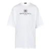 Tricou alb cu guler rotund și mâneci scurte pentru bărbați, cu imprimeu cu logo Balenciaga 556150TYK239000
