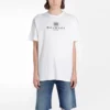 Tricou alb cu guler rotund și mâneci scurte pentru bărbați, cu imprimeu cu logo Balenciaga 556150TYK239000