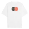 Tricou alb cu mânecă scurtă, design retro, lejer, tip uniformă 620941TIV799000