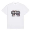 Tricou alb cu mânecă scurtă pentru bărbați Balenciaga cu imprimeu retro al logo-ului „Band Portrait” 612966TIV479000