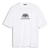 Tricou alb pentru bărbați Balenciaga cu logo BB, imprimeu cu logo clasic, mânecă scurtă 570803TEV489044