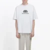 Tricou alb pentru bărbați Balenciaga cu logo BB, imprimeu cu logo clasic, mânecă scurtă 570803TEV489044