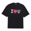 Tricou Balenciaga SS21 Love pentru bărbați, cu mânecă scurtă, negru 612966TJVL51070