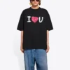 Tricou Balenciaga SS21 Love pentru bărbați, cu mânecă scurtă, negru 612966TJVL51070