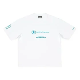 Tricou Balenciaga x WFP, croială medie, „White” 612966TMVL29086