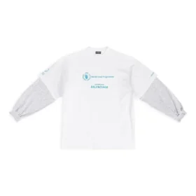 Tricou Balenciaga x WFP cu mâneci duble „White” 698089TMVL29086